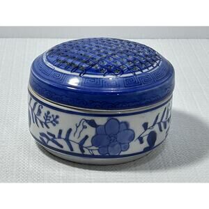 Two's Company Canton Collection Blue & White Asian Floral Potpourri Dish